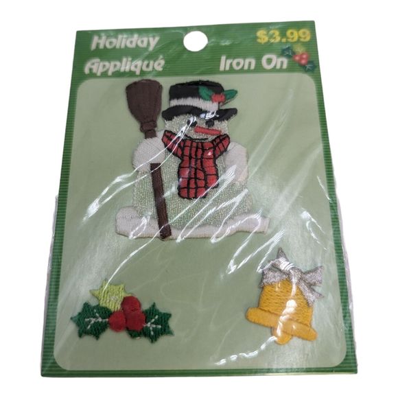 Lot of 3 VTG Iron On Holiday Appliqué Kits Christmas Santa Snowman Reindeer NOS - Picture 4 of 9